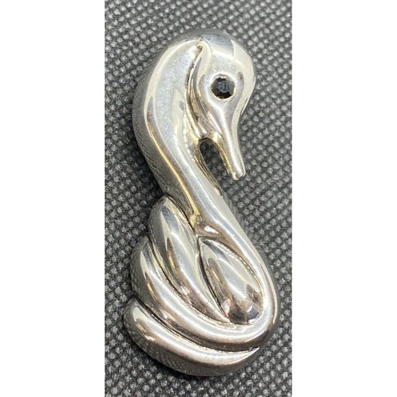 The Sweetest Pebbled Sterling Silver Puffy Swan Brooch  Vintage Sterling Silver Puffy Swan Brooch Pendant Unique Animal